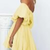 Connecteri  Womens Off The Shoulder Summer Dresses 2024 Short Lantern Sleeve Ruffle Elastic Waist A-Line Casual Mini Dress