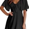 Connecteri  Womens Dresses 2024 Spring Summer Deep V Neck Elegant Bow tie Mini Dress S-XL