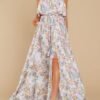 Connecteri  Womens Strapless Dresses Casual Summer High Waist Side Split Flowy Boho Maxi Dress