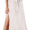 Connecteri  Women's Square Neck Ruffle Split Midi Elegant Formal Wedding Guest Cocktail Bridesmaid Graduation Party Dresses 2024