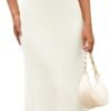 Connecteri  Women's V Neck Ribbed Knit Maxi Dress Button Short Sleeve Slim Fit Bodycon Sweater Dress