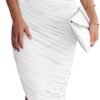 Connecteri?Women's Ruched Bodycon Dress 2024 Summer One Shoulder Sleeveless Party Cocktail Pencil Dresses