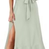 Connecteri  Women's Square Neck Ruffle Split Midi Elegant Formal Wedding Guest Cocktail Bridesmaid Graduation Party Dresses 2024