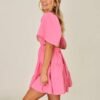 Shy Velvet Women's Summer Dress Square Neck Short Sleeves Crossover Waist Casual Party Mini Dress