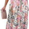 Connecteri  Womens Strapless Dresses Casual Summer High Waist Side Split Flowy Boho Maxi Dress