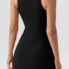 Connecteri  Women's Square Neck Bodice Dress Sleeveless Tank Top Stretch Flare Mini Dresses
