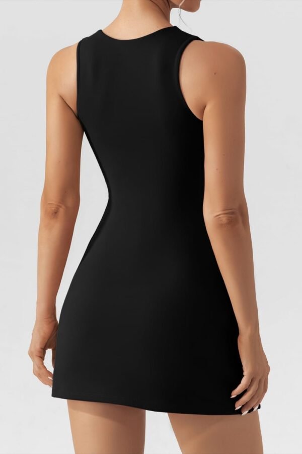 Connecteri  Women's Square Neck Bodice Dress Sleeveless Tank Top Stretch Flare Mini Dresses