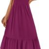 Connecteri Women's 2024 Summer Sleeveless Dress Square Neck Pleated Swing Casual Maxi Dresses with Pockets