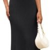 Connecteri  Women's V Neck Ribbed Knit Maxi Dress Button Short Sleeve Slim Fit Bodycon Sweater Dress