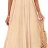 Connecteri  Womens 2024 Summer Flowy Maxi Dress Casual Sleeveless Spaghetti Strap Ruffle Beach Long Dresses