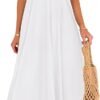 Connecteri  Womens 2024 Summer Flowy Maxi Dress Casual Sleeveless Spaghetti Strap Ruffle Beach Long Dresses
