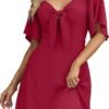Connecteri  Womens Dresses 2024 Spring Summer Deep V Neck Elegant Bow tie Mini Dress S-XL