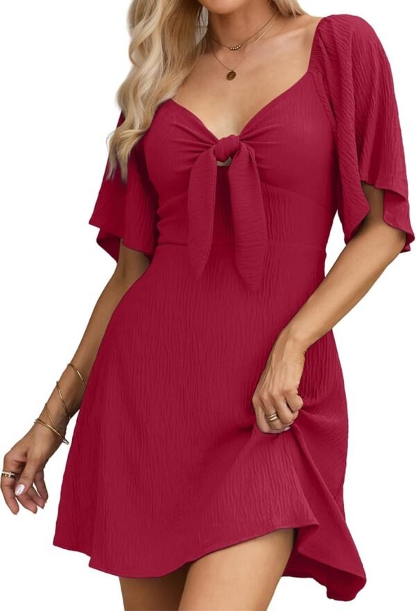 Connecteri  Womens Dresses 2024 Spring Summer Deep V Neck Elegant Bow tie Mini Dress S-XL