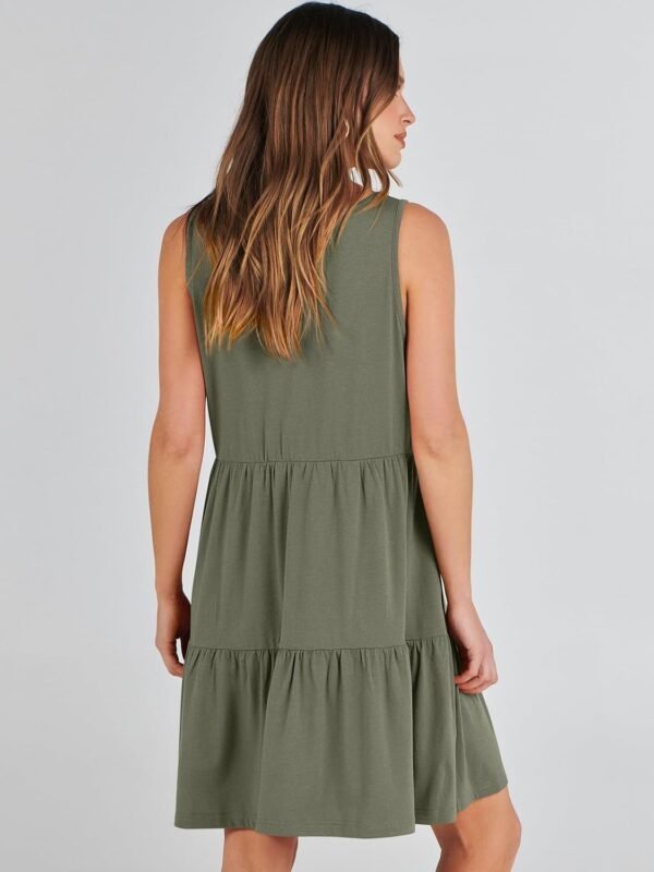 Connecteri  Womens Summer Casual Tank Dress Sleeveless V Neck T Shirt Sundress Flowy Tiered Swing Mini Beach Vacation Dresses