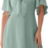 Connecteri  Womens Dresses 2024 Spring Summer Deep V Neck Elegant Bow tie Mini Dress S-XL