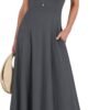 Connecteri  Women Summer Casual Sleeveless Maxi Sundress Button Fit & Flare A-Line Flowy Long Dresses 2024 Beach Outfits
