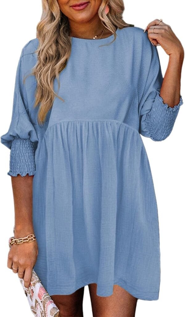 Connecteri  Womens Summer Tunic Dress Casual Loose Short Sleeve Crew Neck Flowy Swing Mini Shift Dresses