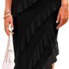 Connecteri?Womens Strapless Tube Asymmetrical Ruffle Maxi Bodycon Dress