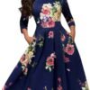 Women's Dress Elegant Midi Evening Dress 3/4 Sleeves