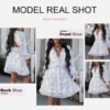 Connecteri  Womens 2024 Spring Summer Deep V Neck Ruffle Floral Flowy Mini Dress