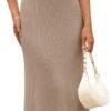 Connecteri  Women's V Neck Ribbed Knit Maxi Dress Button Short Sleeve Slim Fit Bodycon Sweater Dress