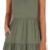 Connecteri  Womens Summer Casual Tank Dress Sleeveless V Neck T Shirt Sundress Flowy Tiered Swing Mini Beach Vacation Dresses