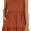 Connecteri  Womens Summer Casual Tank Dress Sleeveless V Neck T Shirt Sundress Flowy Tiered Swing Mini Beach Vacation Dresses
