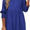 Connecteri  Womens Summer Tunic Dress Casual Loose Short Sleeve Crew Neck Flowy Swing Mini Shift Dresses