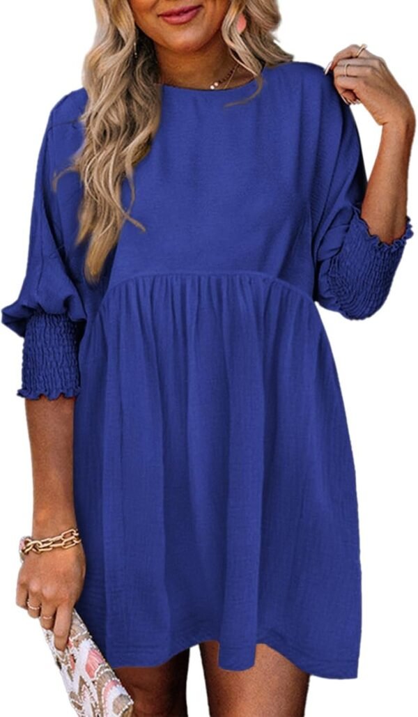 Connecteri  Womens Summer Tunic Dress Casual Loose Short Sleeve Crew Neck Flowy Swing Mini Shift Dresses