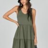 Connecteri  Womens Summer Casual Tank Dress Sleeveless V Neck T Shirt Sundress Flowy Tiered Swing Mini Beach Vacation Dresses