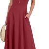 Connecteri  Women Summer Casual Sleeveless Maxi Sundress Button Fit & Flare A-Line Flowy Long Dresses 2024 Beach Outfits