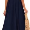 Connecteri  Womens 2024 Summer Flowy Maxi Dress Casual Sleeveless Spaghetti Strap Ruffle Beach Long Dresses