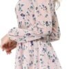 Connecteri  K Women's Ruffled Floral Smocked Waist Layered Tiered Chiffon Dress