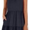 Connecteri  Womens Summer Casual Tank Dress Sleeveless V Neck T Shirt Sundress Flowy Tiered Swing Mini Beach Vacation Dresses