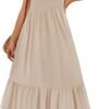 Connecteri Women's 2024 Summer Sleeveless Dress Square Neck Pleated Swing Casual Maxi Dresses with Pockets