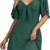 Connecteri  Womens Dresses 2024 Spring Summer Deep V Neck Elegant Bow tie Mini Dress S-XL