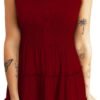 Connecteri  Womens Summer Dresses 2024 Sleeveless Button Down Smocked Elastic Waist Ruffle Tiered Casual Swing Mini Dress