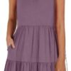 Connecteri  Womens Summer Casual Tank Dress Sleeveless V Neck T Shirt Sundress Flowy Tiered Swing Mini Beach Vacation Dresses