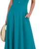 Connecteri  Women Summer Casual Sleeveless Maxi Sundress Button Fit & Flare A-Line Flowy Long Dresses 2024 Beach Outfits