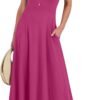 Connecteri  Women Summer Casual Sleeveless Maxi Sundress Button Fit & Flare A-Line Flowy Long Dresses 2024 Beach Outfits