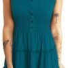 Connecteri  Womens Summer Dresses 2024 Sleeveless Button Down Smocked Elastic Waist Ruffle Tiered Casual Swing Mini Dress
