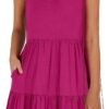 Connecteri  Womens Summer Casual Tank Dress Sleeveless V Neck T Shirt Sundress Flowy Tiered Swing Mini Beach Vacation Dresses