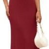 Connecteri  Women's V Neck Ribbed Knit Maxi Dress Button Short Sleeve Slim Fit Bodycon Sweater Dress