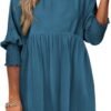Connecteri  Womens Summer Tunic Dress Casual Loose Short Sleeve Crew Neck Flowy Swing Mini Shift Dresses