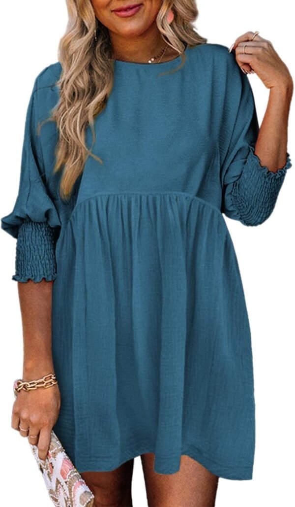 Connecteri  Womens Summer Tunic Dress Casual Loose Short Sleeve Crew Neck Flowy Swing Mini Shift Dresses