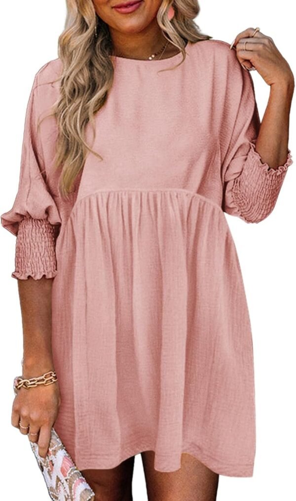 Connecteri  Womens Summer Tunic Dress Casual Loose Short Sleeve Crew Neck Flowy Swing Mini Shift Dresses