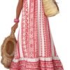 Connecteri  Women Summer Dresses 2024 Spaghetti Strap Scoop Neck Smocked Ruffle Flowy Boho Maxi Dress