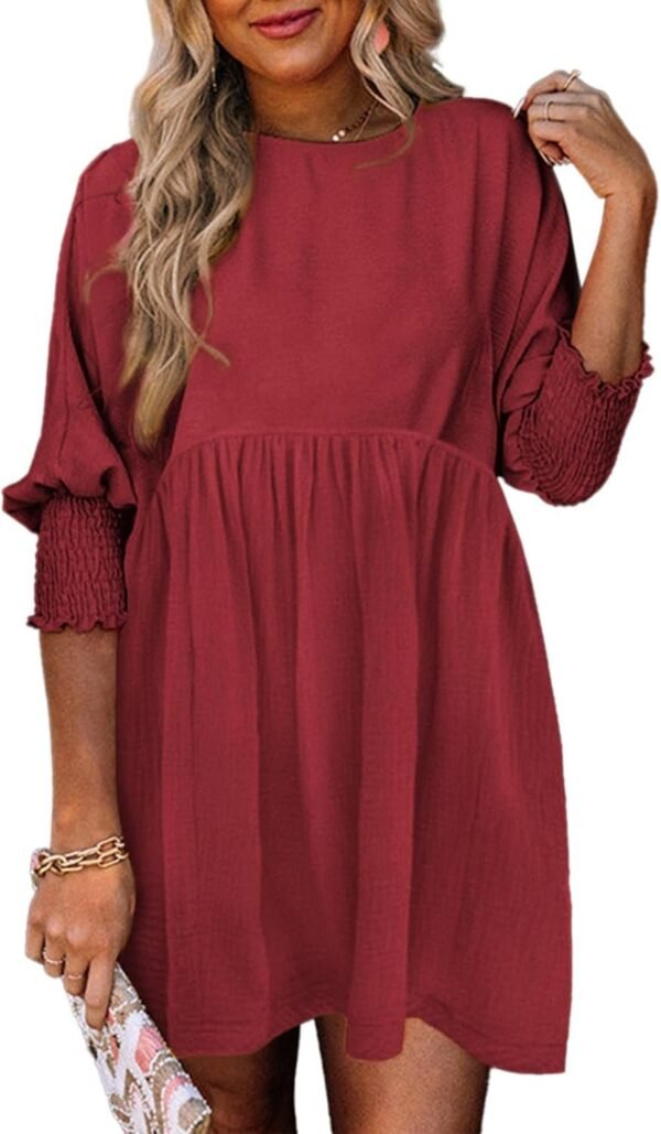 Connecteri  Womens Summer Tunic Dress Casual Loose Short Sleeve Crew Neck Flowy Swing Mini Shift Dresses