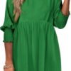 Connecteri  Womens Summer Tunic Dress Casual Loose Short Sleeve Crew Neck Flowy Swing Mini Shift Dresses