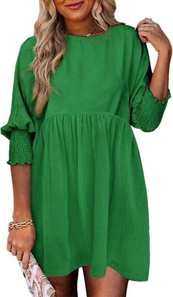 Connecteri  Womens Summer Tunic Dress Casual Loose Short Sleeve Crew Neck Flowy Swing Mini Shift Dresses
